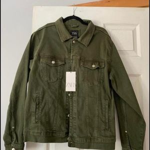 Zara demin jacket in green